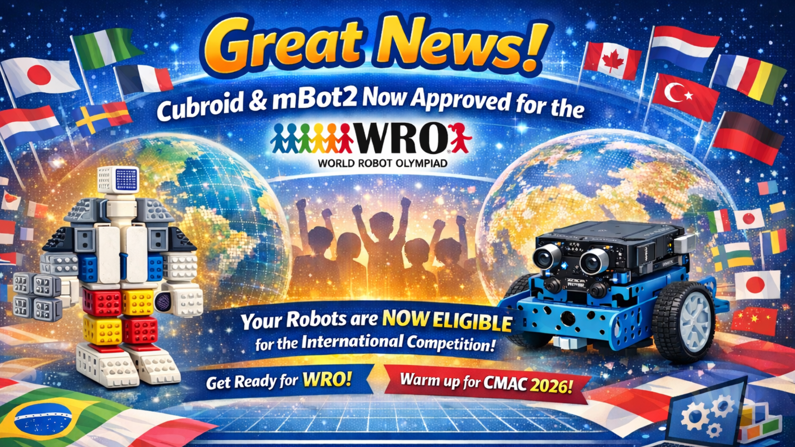 Cubroid and mBot2 approved for the WRO Coding Competition