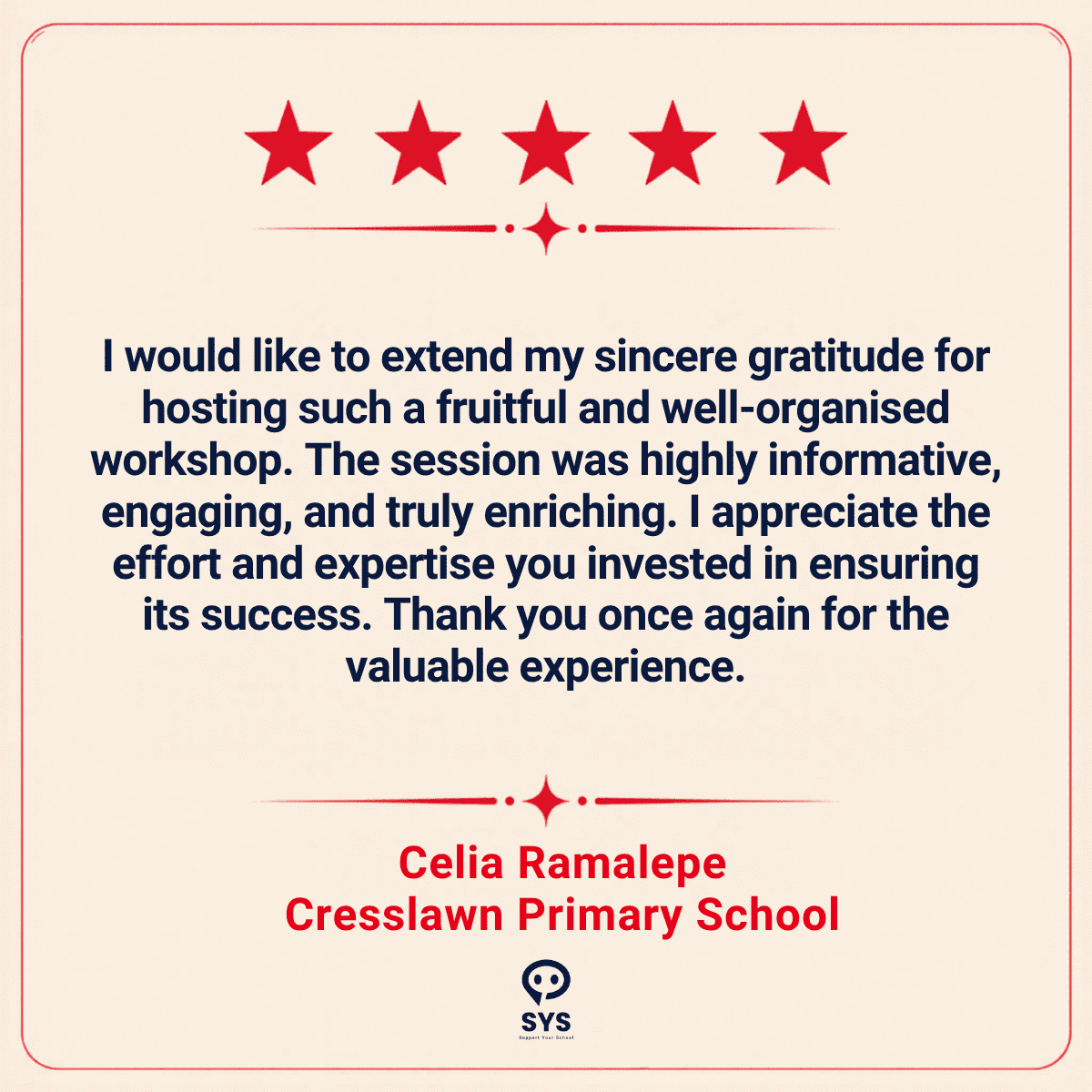 Teacher testimonial
