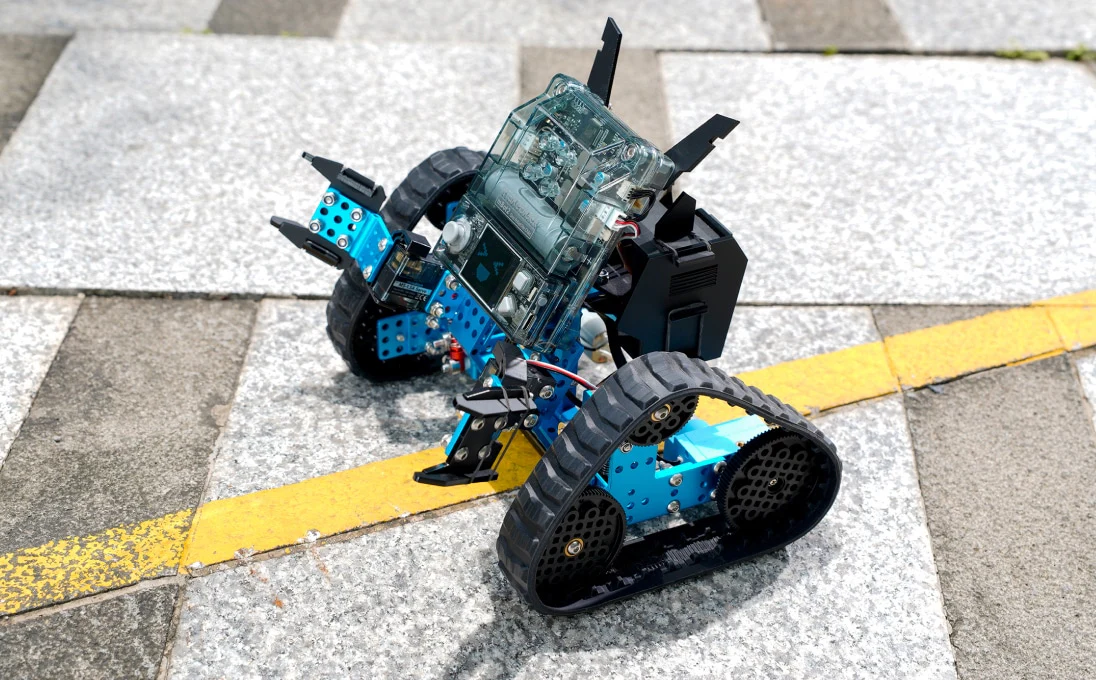 mBot2 Rover following a line on a paved path