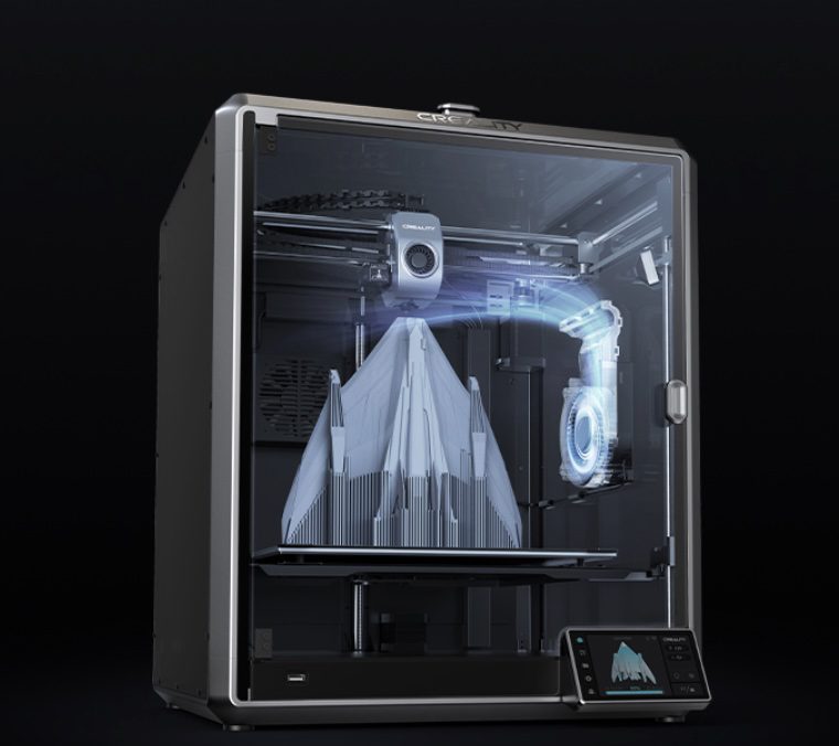 K1 Max dual cooling fan render on the printhead and build chamber